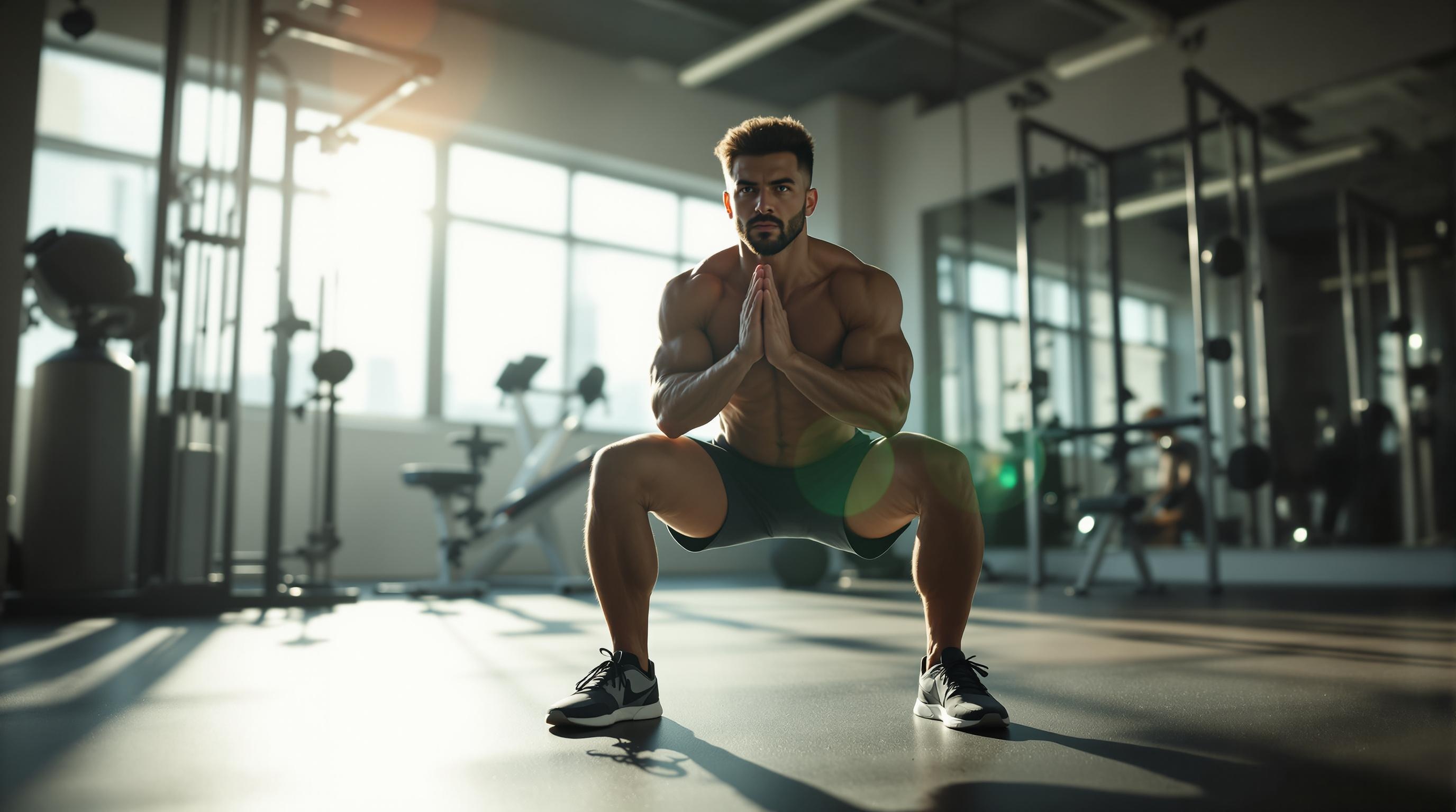 Busy professional performing quick workout routine with fitness tech