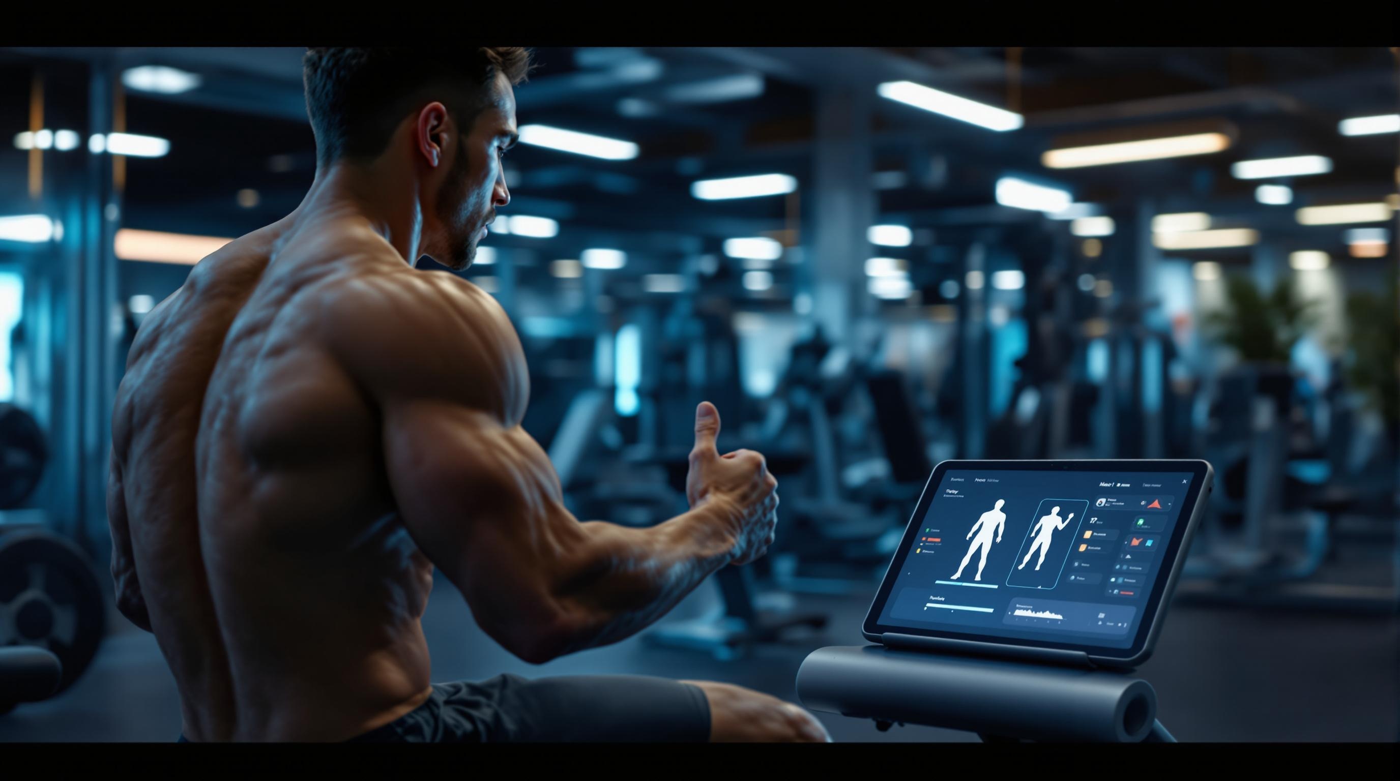 Hybrid fitness concept with people working out using digital and connected equipment in different settings