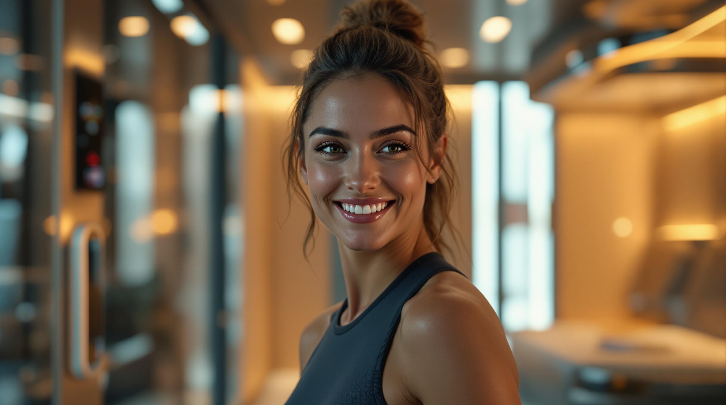 Fitness enthusiast using wearable tech and recovery devices for optimized healing.