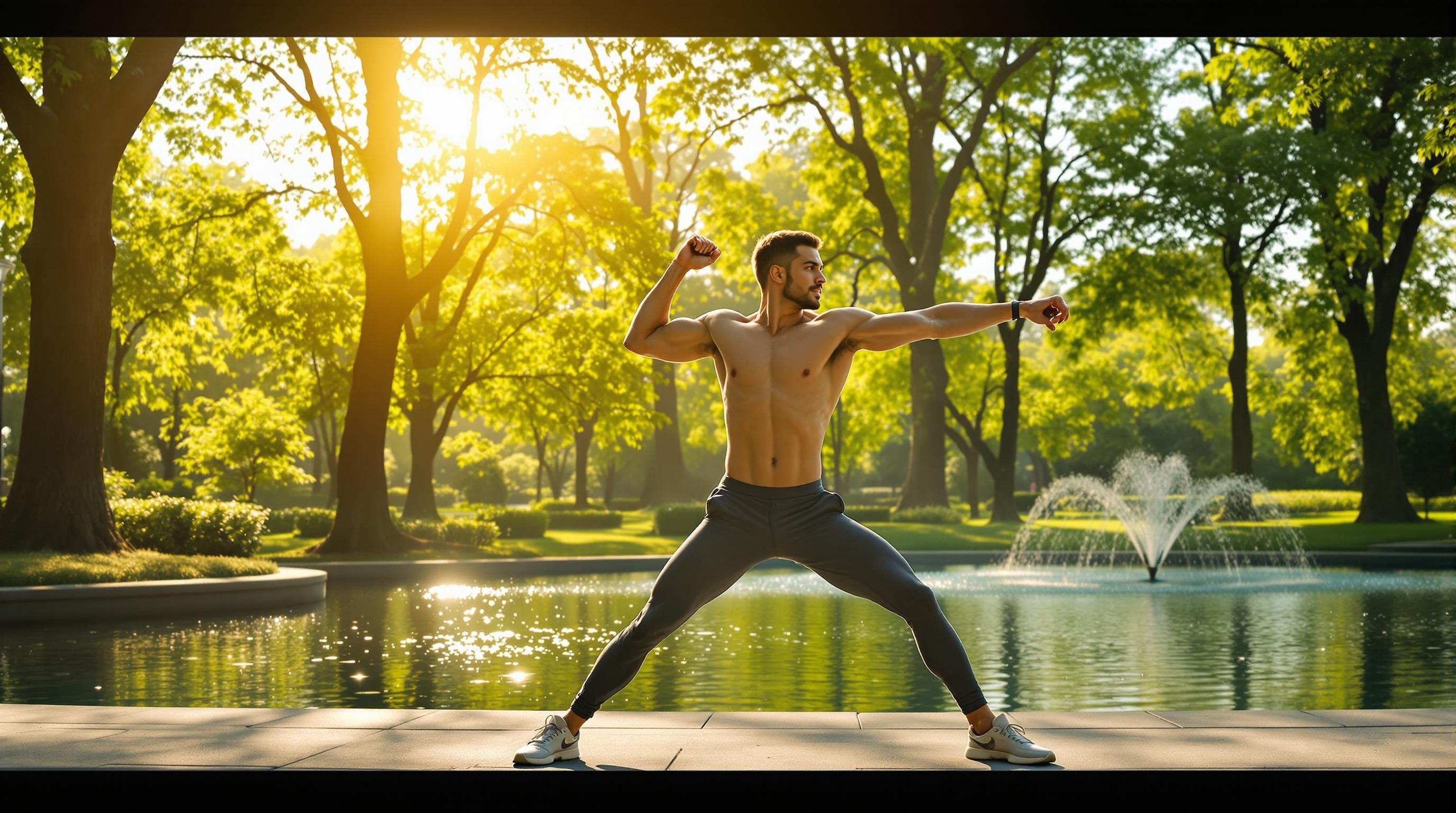 Beautiful outdoor workout area with greenery and natural light