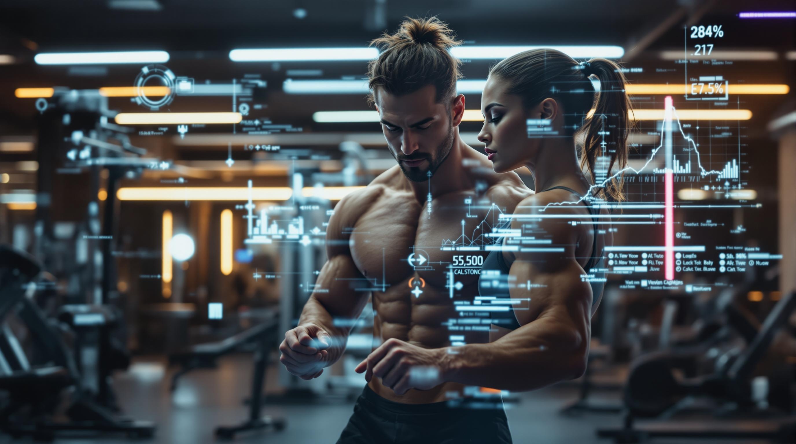 Illustration of AI-driven fitness app customizing workout plans for users